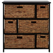 Padstow Black Storage Unit with 6 Water Hyacinth Drawers