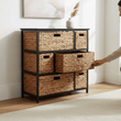Padstow Black Storage Unit with 6 Water Hyacinth Drawers