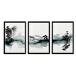 Paintings Abstract Art Landscape Japanese Ink Wash Dark Green & Black wall art in a black frame