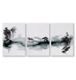 Paintings Abstract Art Landscape Japanese Ink Wash Dark Green & Black wall art as a wrapped canvas