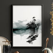 Paintings Abstract Art Landscape Japanese Ink Wash Dark Green & Black wall art — piece 2 of 3 in the set