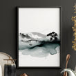 Paintings Abstract Art Landscape Japanese Ink Wash Dark Green & Black Wall Art Prints | Set of 3