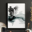 Paintings Abstract Art Landscape Japanese Ink Wash Dark Green & Black Wall Art Prints | Set of 3
