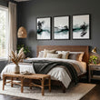 Paintings Abstract Art Landscape Japanese Ink Wash Dark Green & Black wall art displayed on a wall in a styled room — view 5