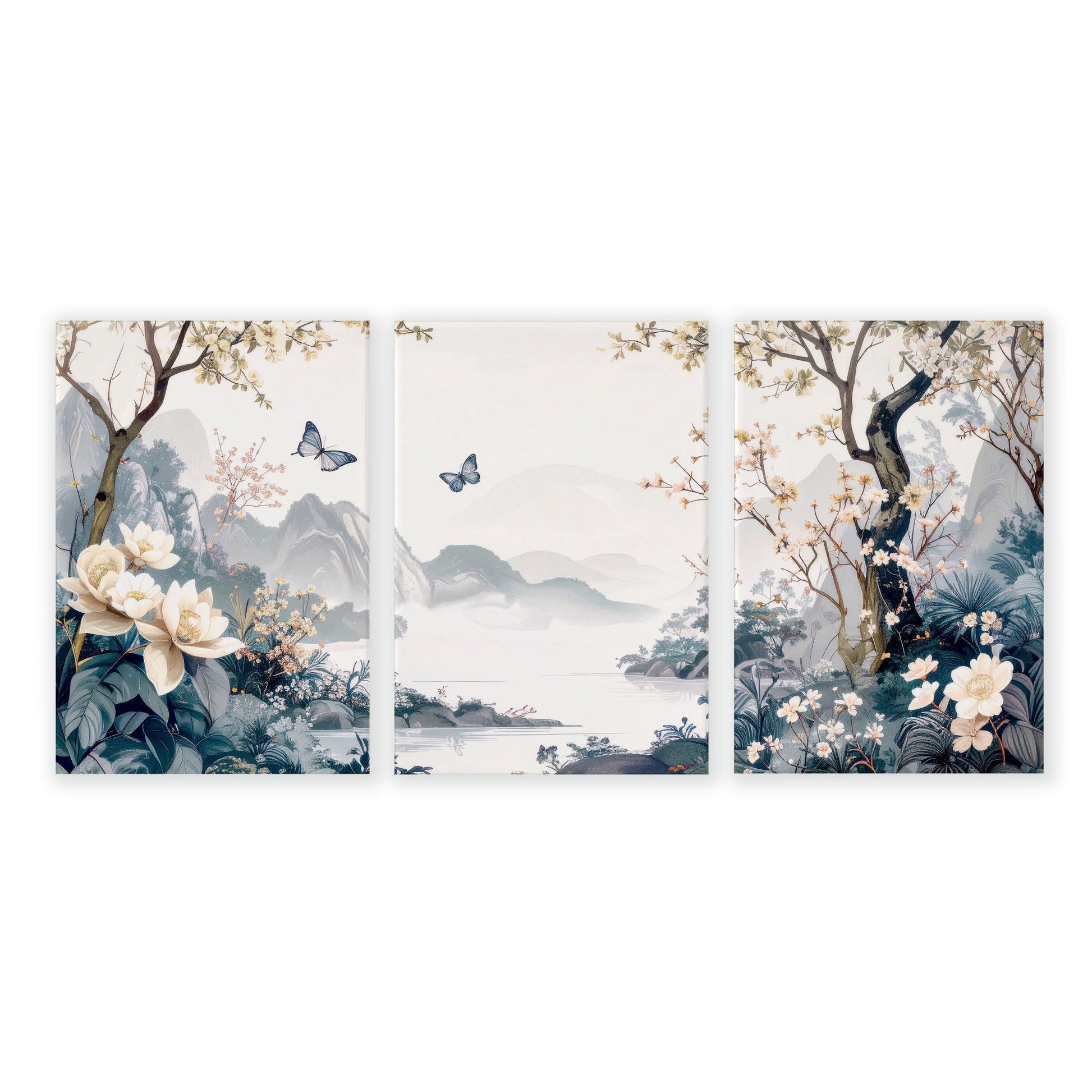 Paintings For Living Room | Set of 3 Chinoiserie Wall art Prints