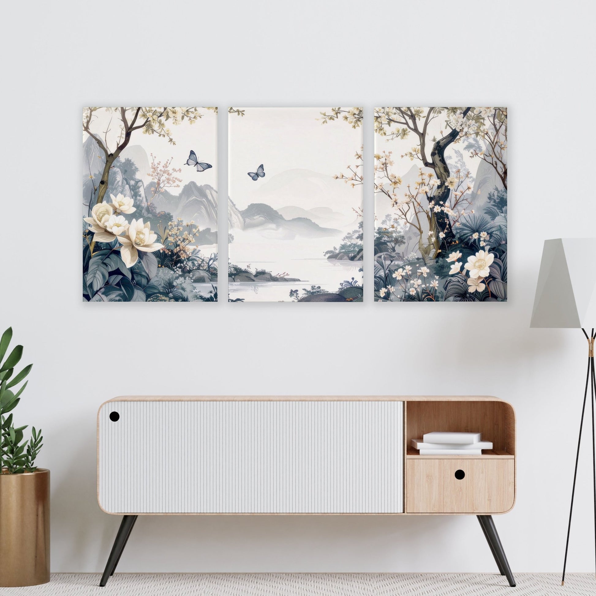 Paintings For Living Room | Set of 3 Chinoiserie Wall art Prints