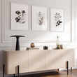 Paintings in Living Room French Country Botanical Ivory Grey Floral wall art displayed on a wall in a styled room — view 15