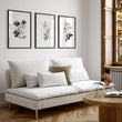 Paintings in Living Room French Country Botanical Ivory Grey Floral wall art displayed on a wall in a styled room — view 6