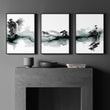 Paintings Japanese Art Ink Wash Landscape wall art displayed on a wall in a styled room