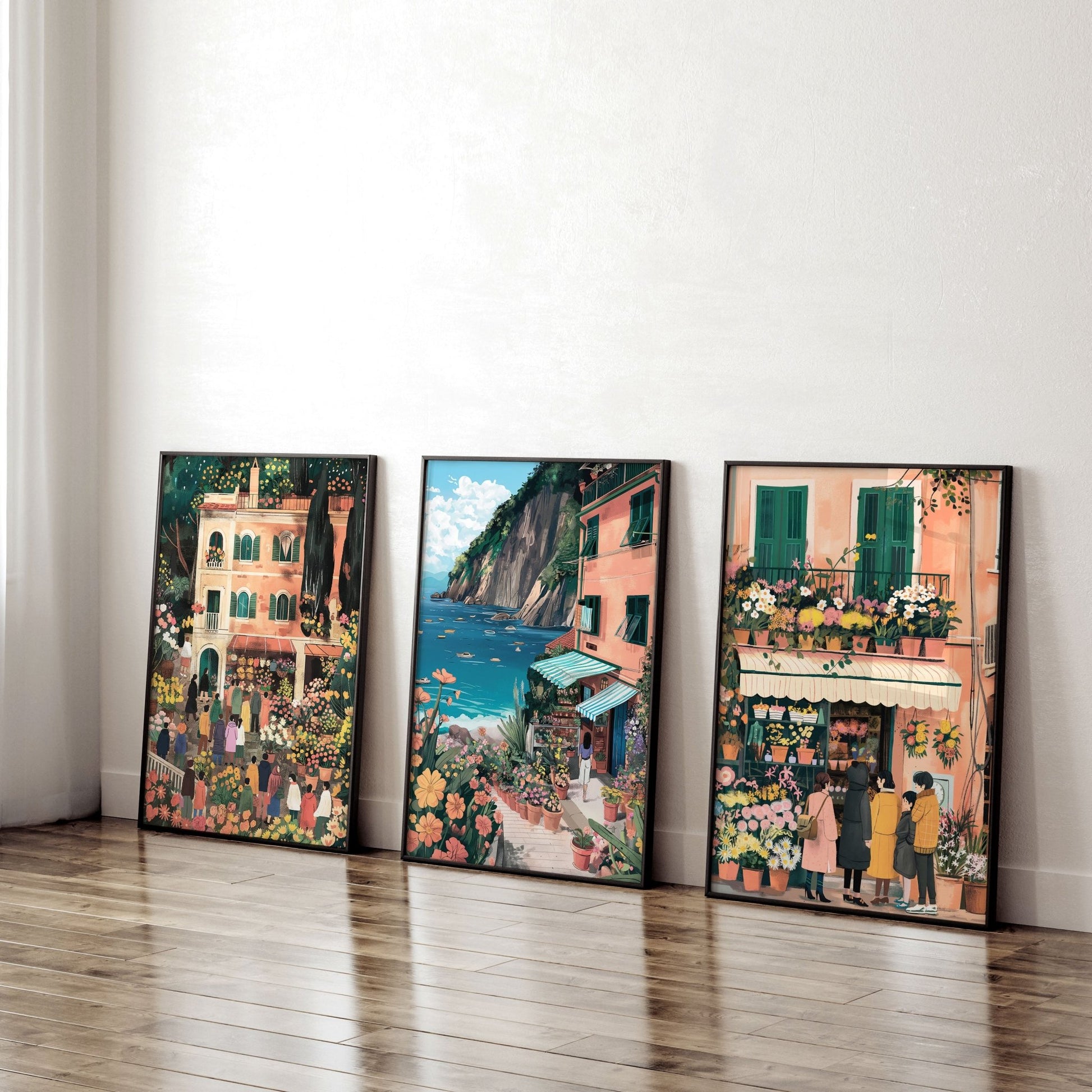 Paintings Living Room | Set of 3 Italian Lifestyle Wall art Prints