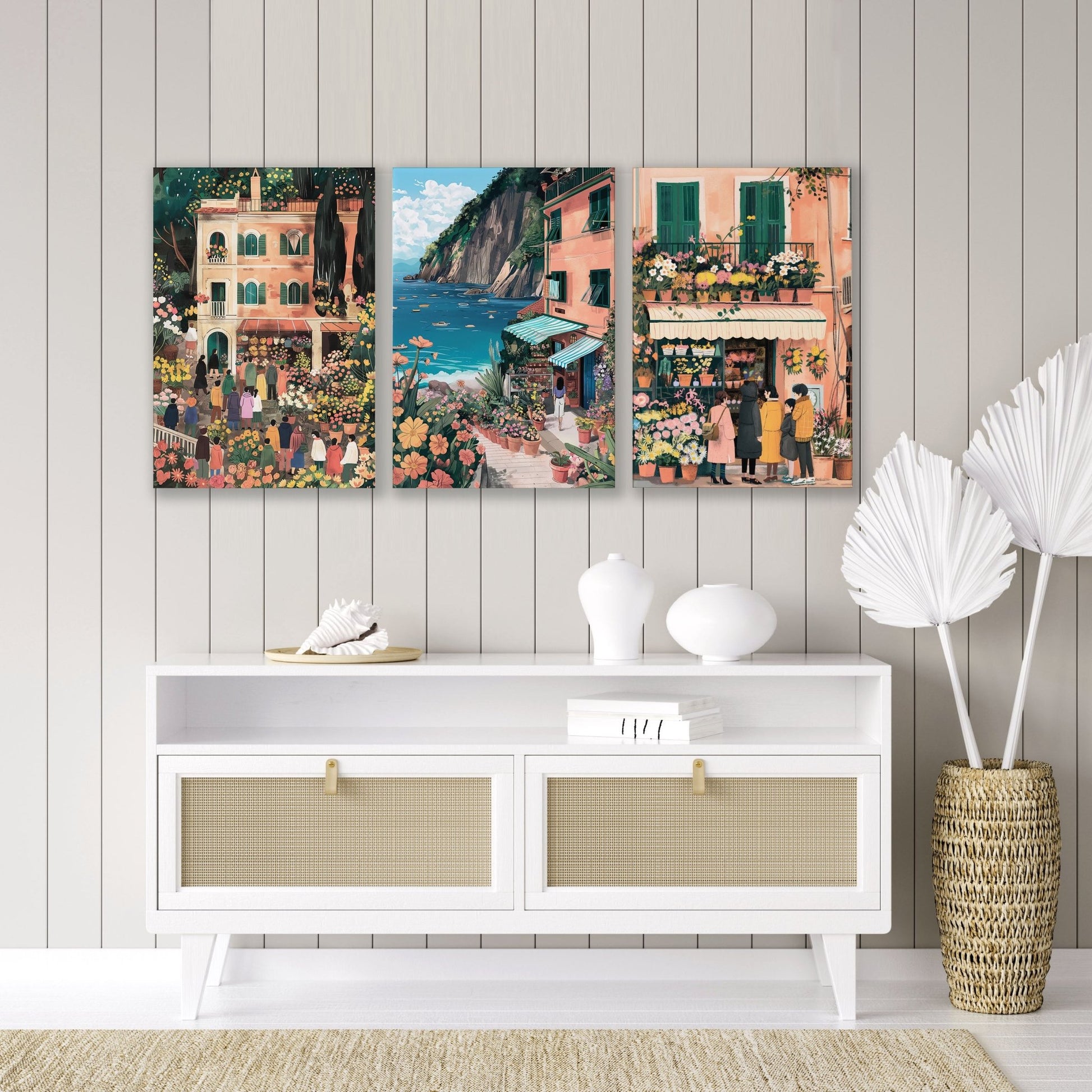 Paintings Living Room | Set of 3 Italian Lifestyle Wall art Prints