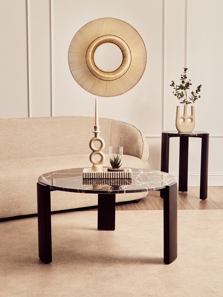Palermo Black Marble Top Round Side Table