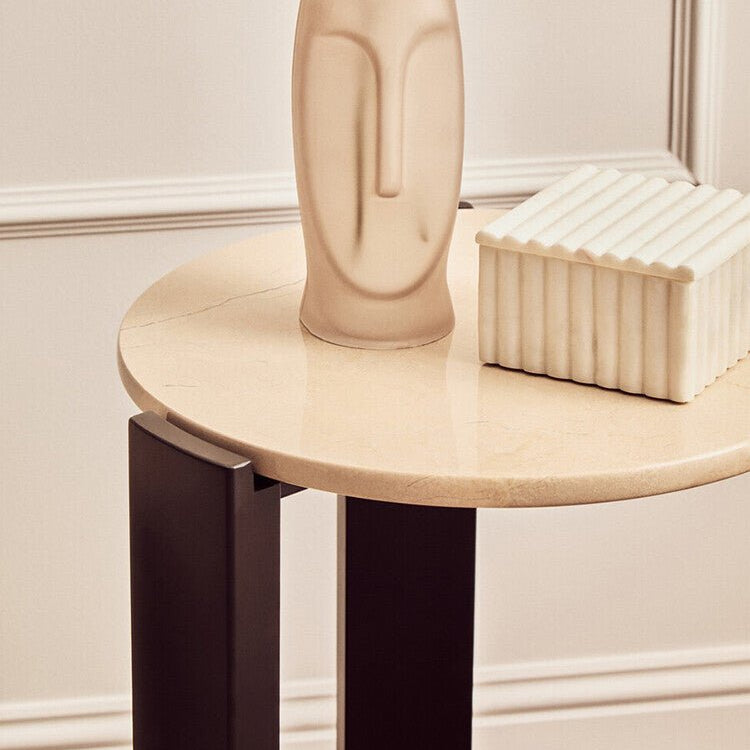Palermo Cream Marble Top Round Side Table
