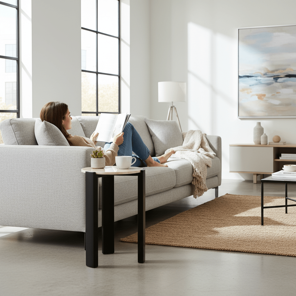 Palermo Cream Marble Top Round Side Table