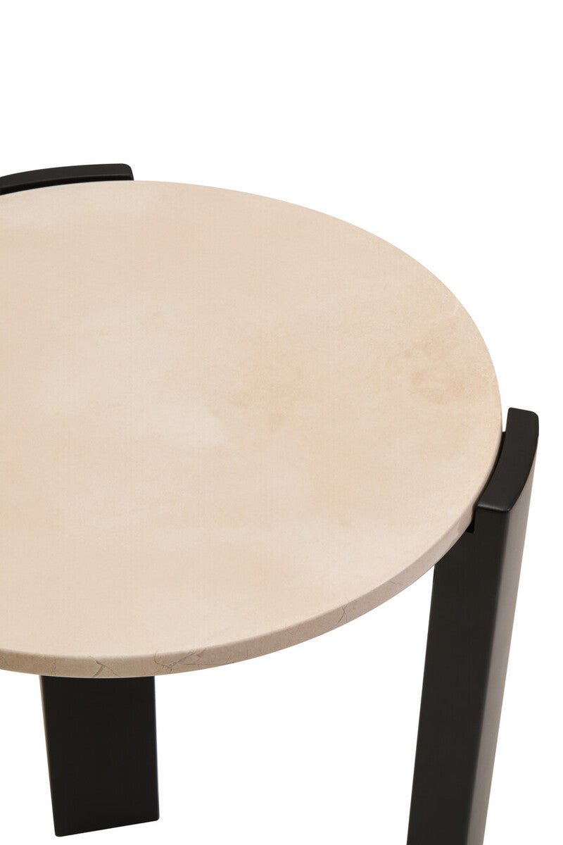 Palermo Cream Marble Top Round Side Table