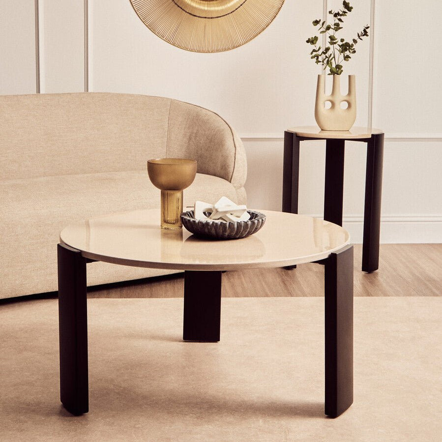 Palermo Cream Marble Top Round Side Table