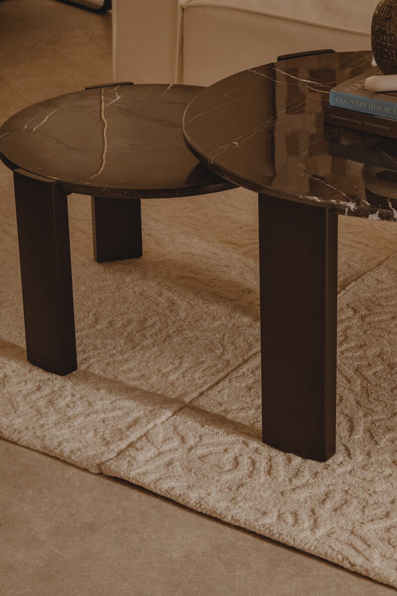 Palermo Round Black Marble Top Large Coffee Table