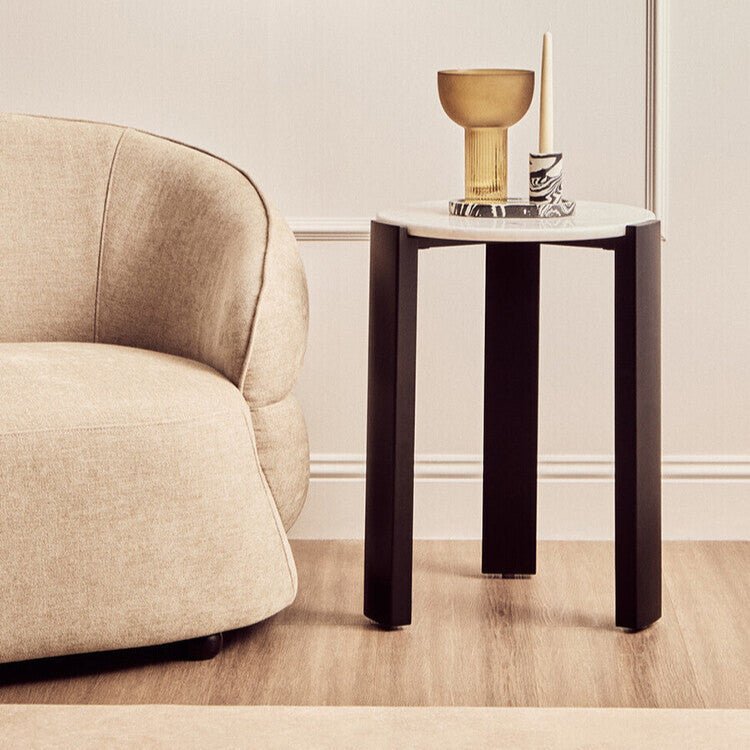 Palermo White Marble Top Round Side Table