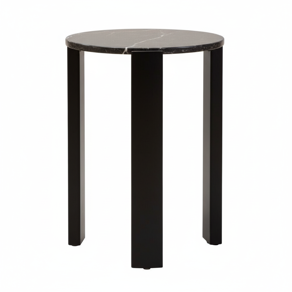 Palermo Black Marble Top Round Side Table