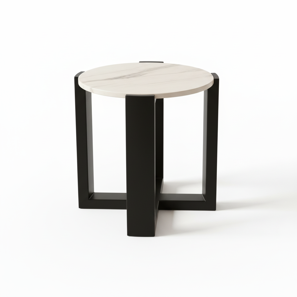 Palermo Cream Marble Top Round Side Table