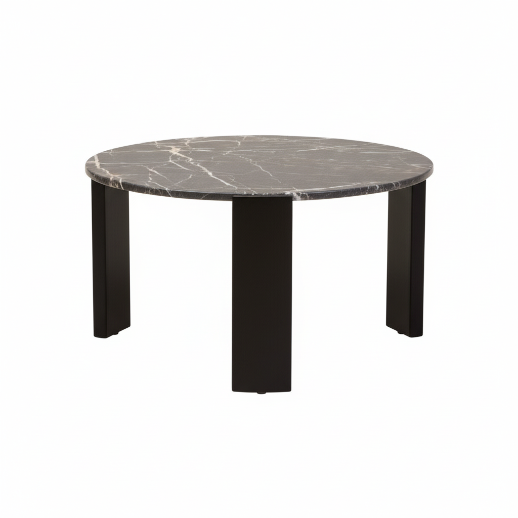 Palermo Round Black Marble Top Large Coffee Table