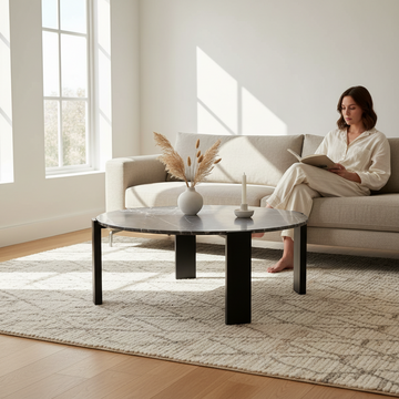 Palermo Round Black Marble Top Large Coffee Table