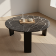 Palermo Round Black Marble Top Large Coffee Table