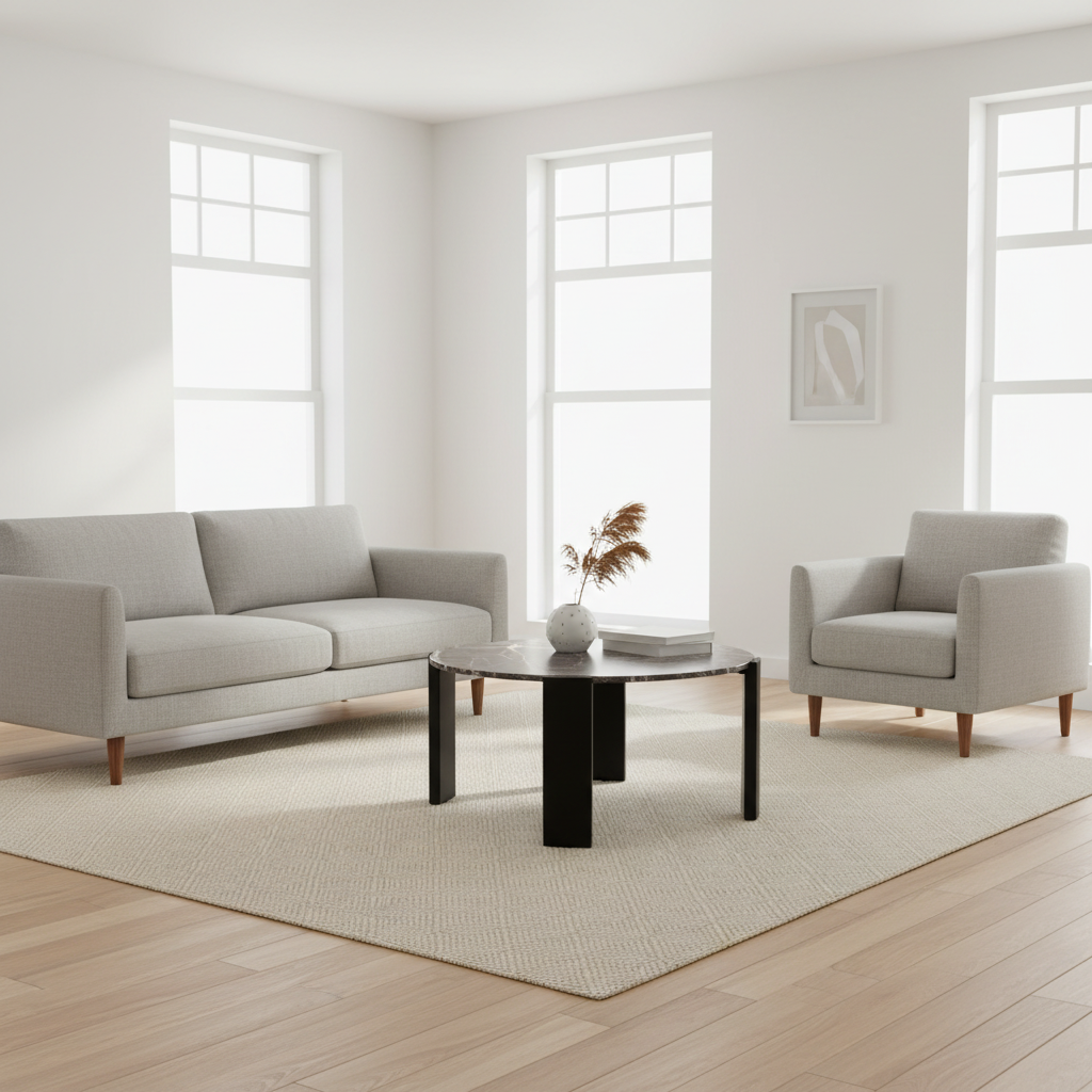 Palermo Round Black Marble Top Large Coffee Table