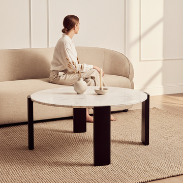 Palermo Round White Marble Top Large Coffee Table