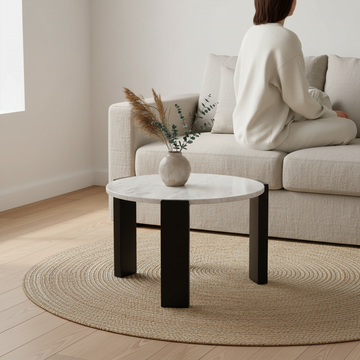 Palermo Round White Marble Top Small Coffee Table