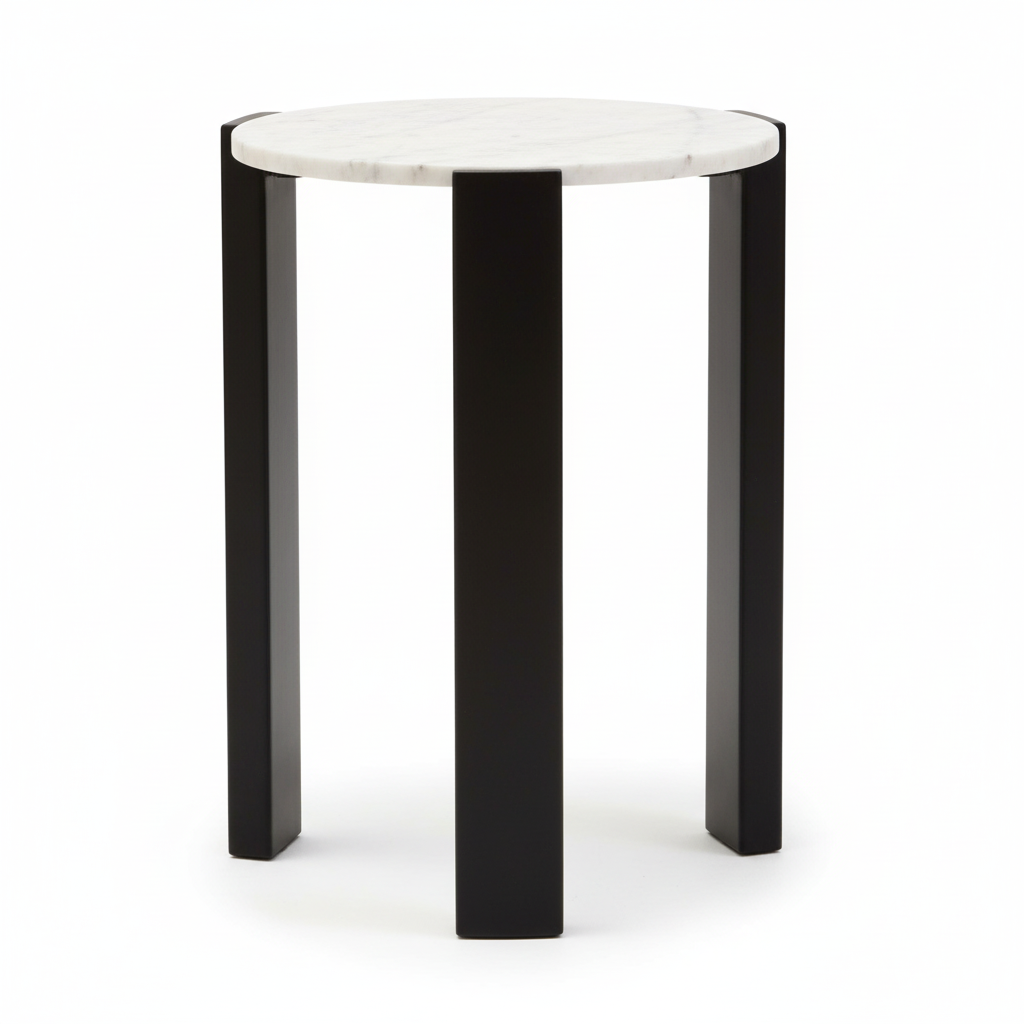 Palermo White Marble Top Round Side Table