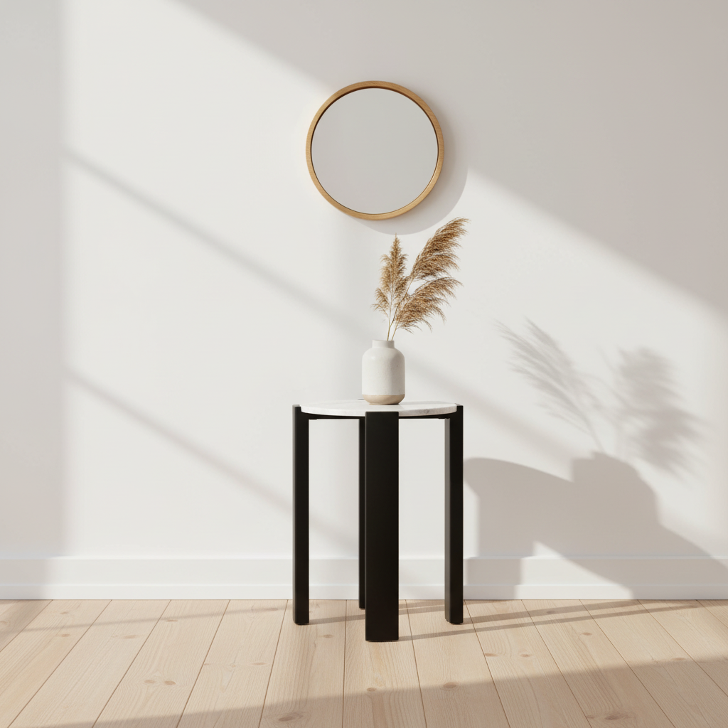 Palermo White Marble Top Round Side Table