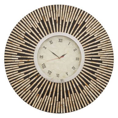 Palu Black and Natural Shell Wall Clock