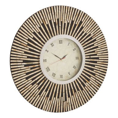 Palu Black and Natural Shell Wall Clock