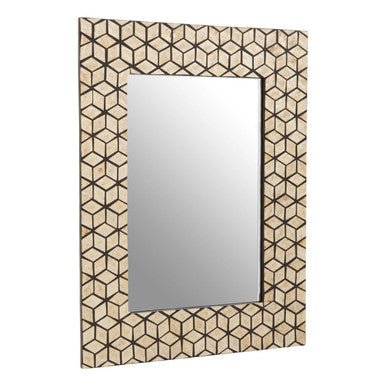 Palu Black Wall Mirror with Seashell Inlay