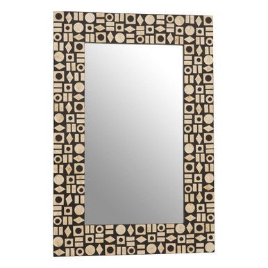 Palu Black Wall Mirror with Shell Inlay