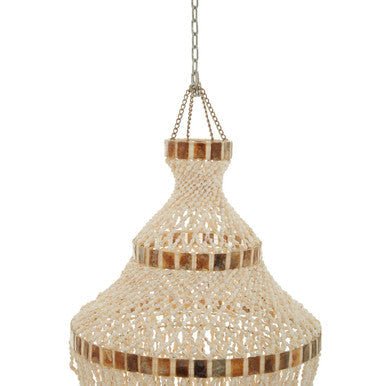 Palu Natural White and Amber Shell Pendant Light