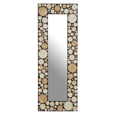 Palu Rectangular Black Wall Mirror with Shell Inlay