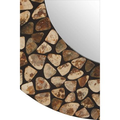 Palu Round Black Wall Mirror with Seashell Inlay