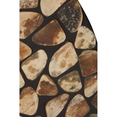 Palu Round Black Wall Mirror with Seashell Inlay