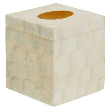 Palu White Shell Square Tissue Box