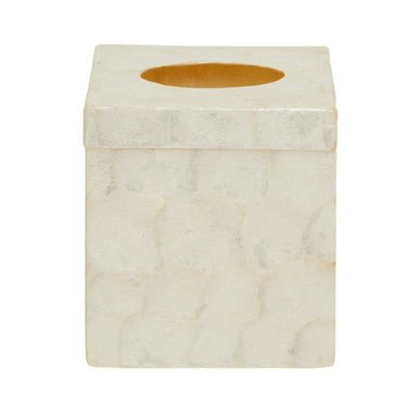 Palu White Shell Square Tissue Box