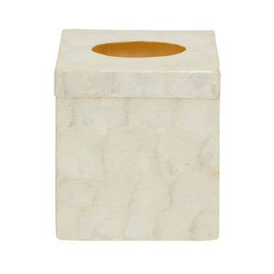Palu White Shell Square Tissue Box