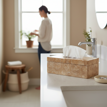 Palu Beige Seashell Tissue Box