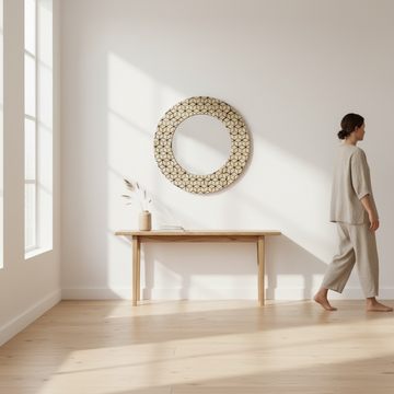 Palu Black Wall Mirror with Seashell Inlay