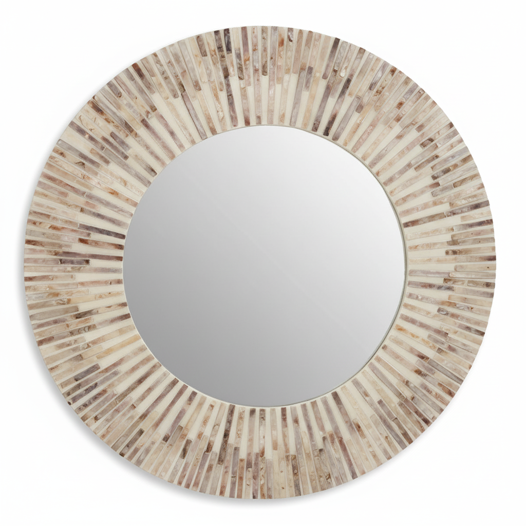 Palu Natural Shell Round Wall Mirror