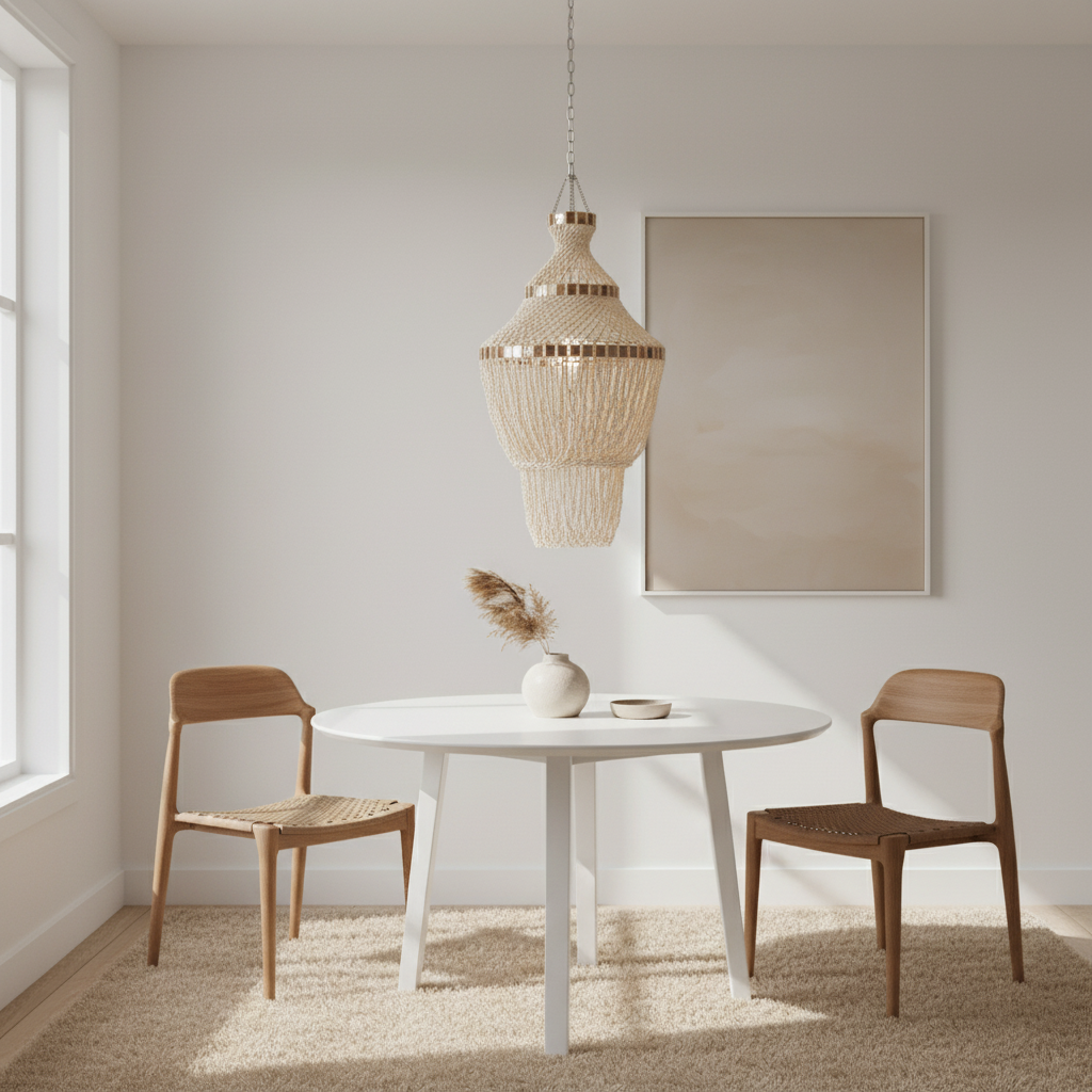 Palu Natural White and Amber Shell Pendant Light