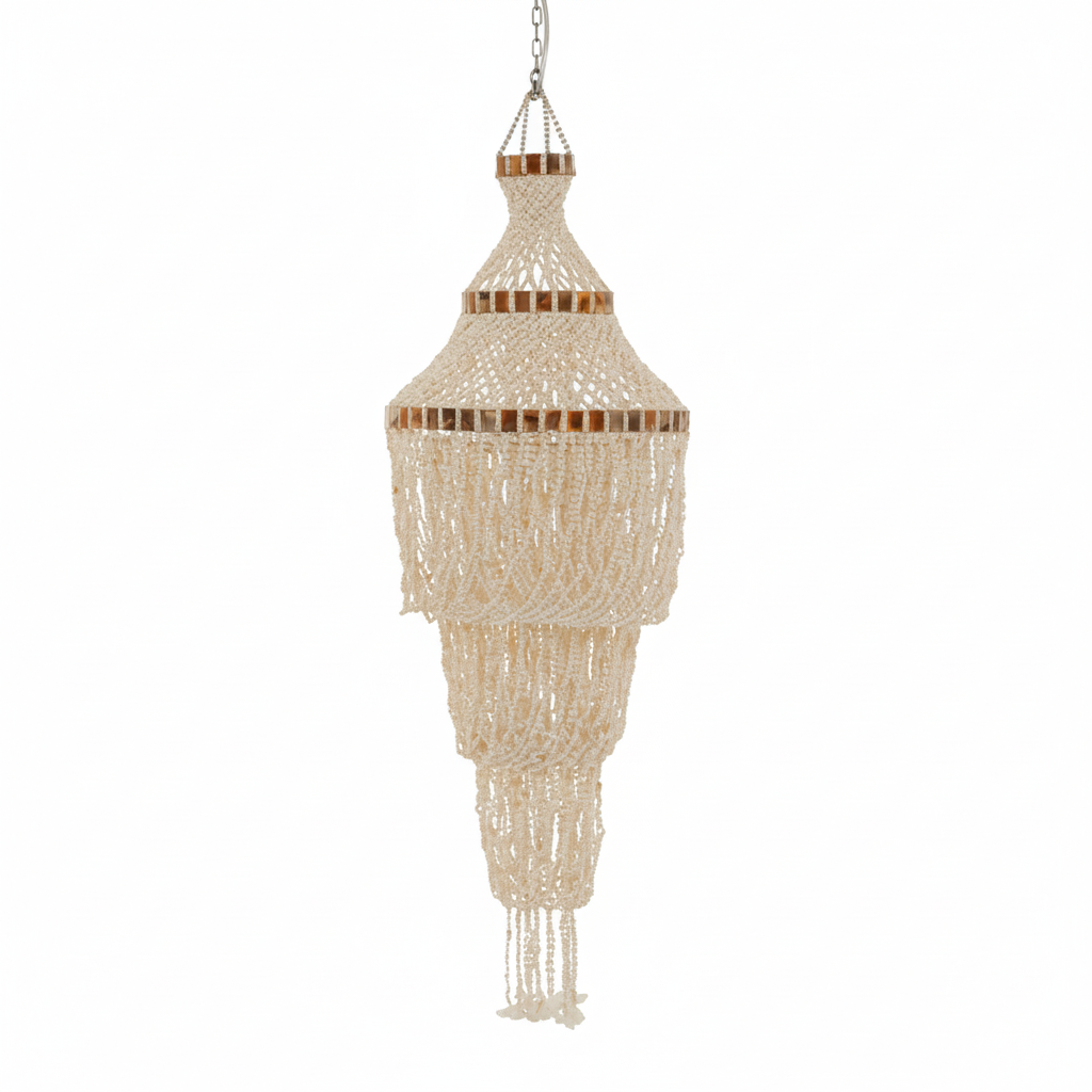 Palu Natural White and Amber Shell Pendant Shade