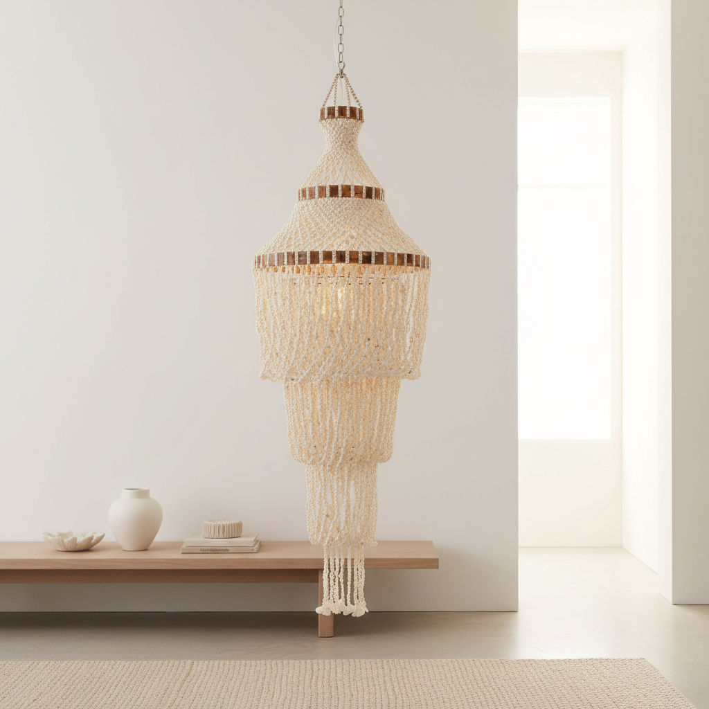 Palu Natural White and Amber Shell Pendant Shade