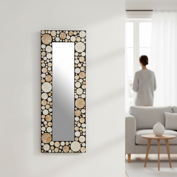 Palu Rectangular Black Wall Mirror with Shell Inlay